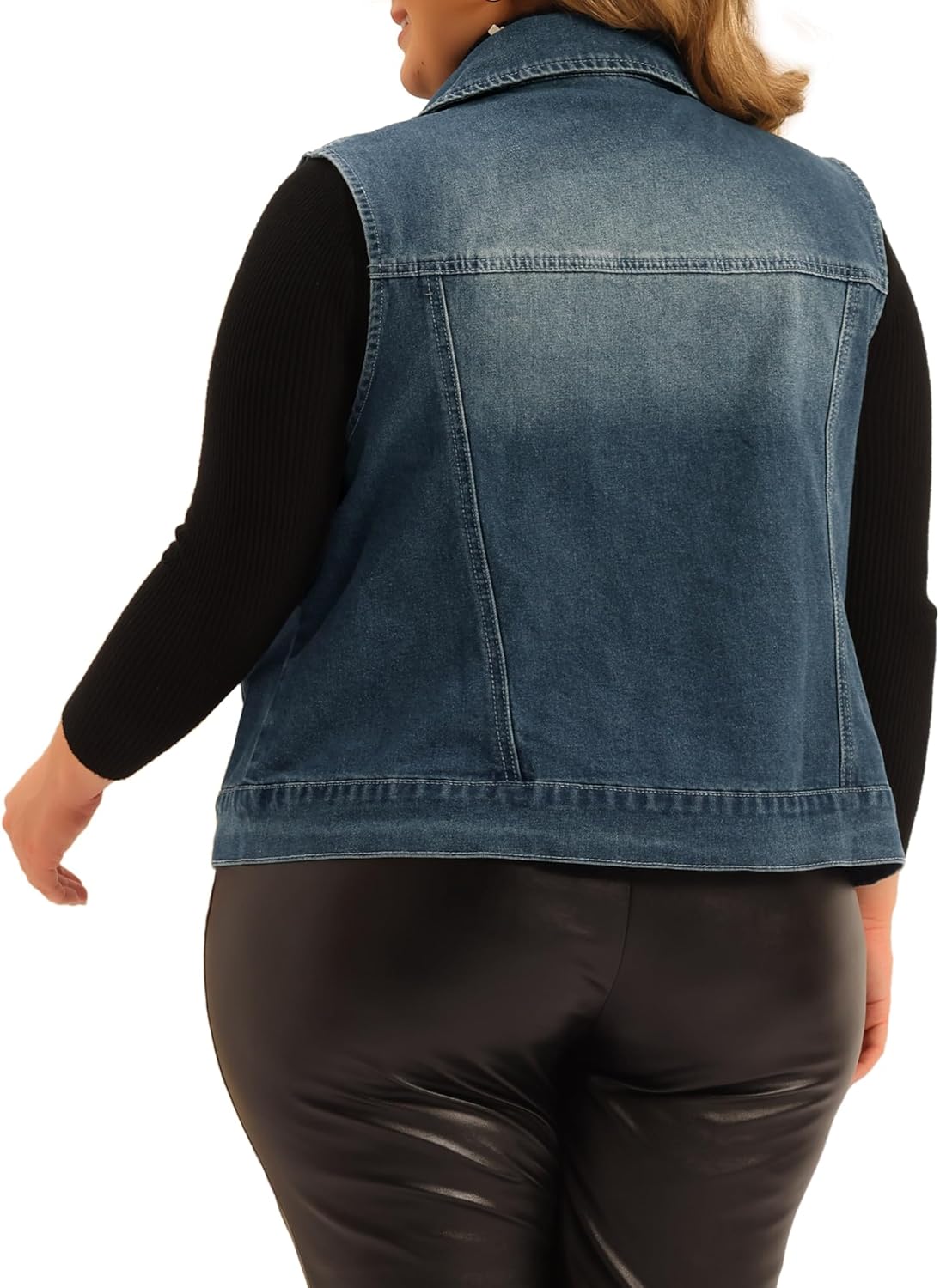Agnes Orinda Plus Size Denim Vest for Women 2024 Zipper Sleeveless Jackets Motorcycle Washed Jean Vest Jacket - Image 4