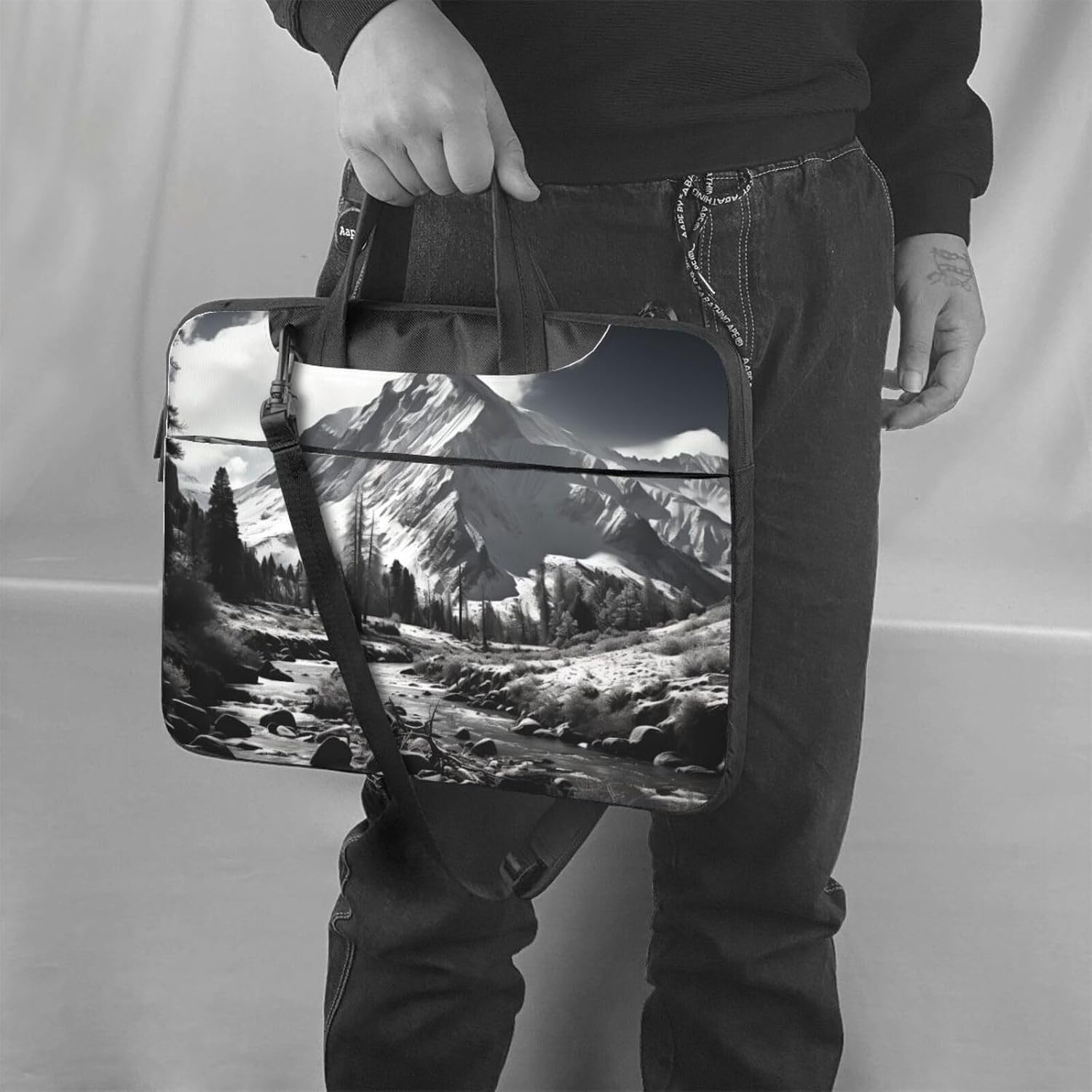 Retro mountains Laptop Bag for Women Men 14 inch Laptop Case Sleeve Business Travel Briefcase Messenger Bag image 2