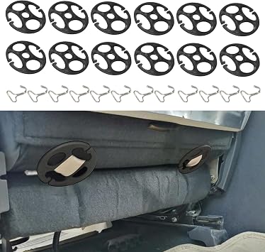24PCS Car Seat Cover Plum Plate Metal Hooks, 12Pcs Plastic Car Seat Covers Chucks and 12Pcs Metal Hooks Locking Clip Plastic Card Fixed Fastener Buckle for Car Black