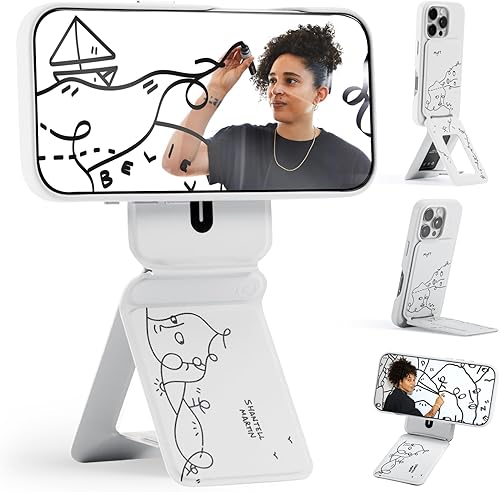 Miniatura 34 de MOFT Trípode para teléfono con palo selfie para iPhone, soporte de iPhone de múltiples ángulos, soporte de teléfono ligero y portátil, imanes Seafoam