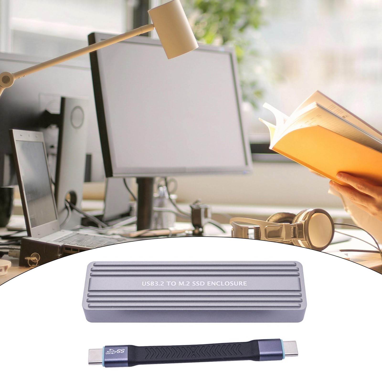 Caja de disco sólido USB C para protocolos dobles 2242 2280, instalación sin herramientas, soporta hasta 4 TB y 20 Gbps