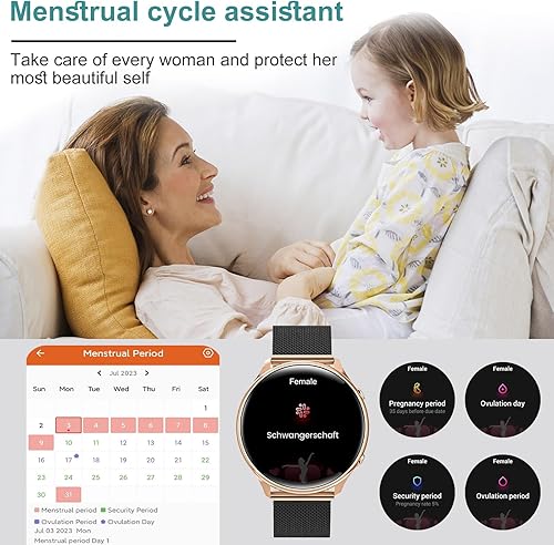Miniatura 4 de GADIXY Reloj inteligente para mujer (respuestahacer llamadas), relojes inteligentes AMOLED de 1.32 pulgadas para teléfonos Android iOS, botón
