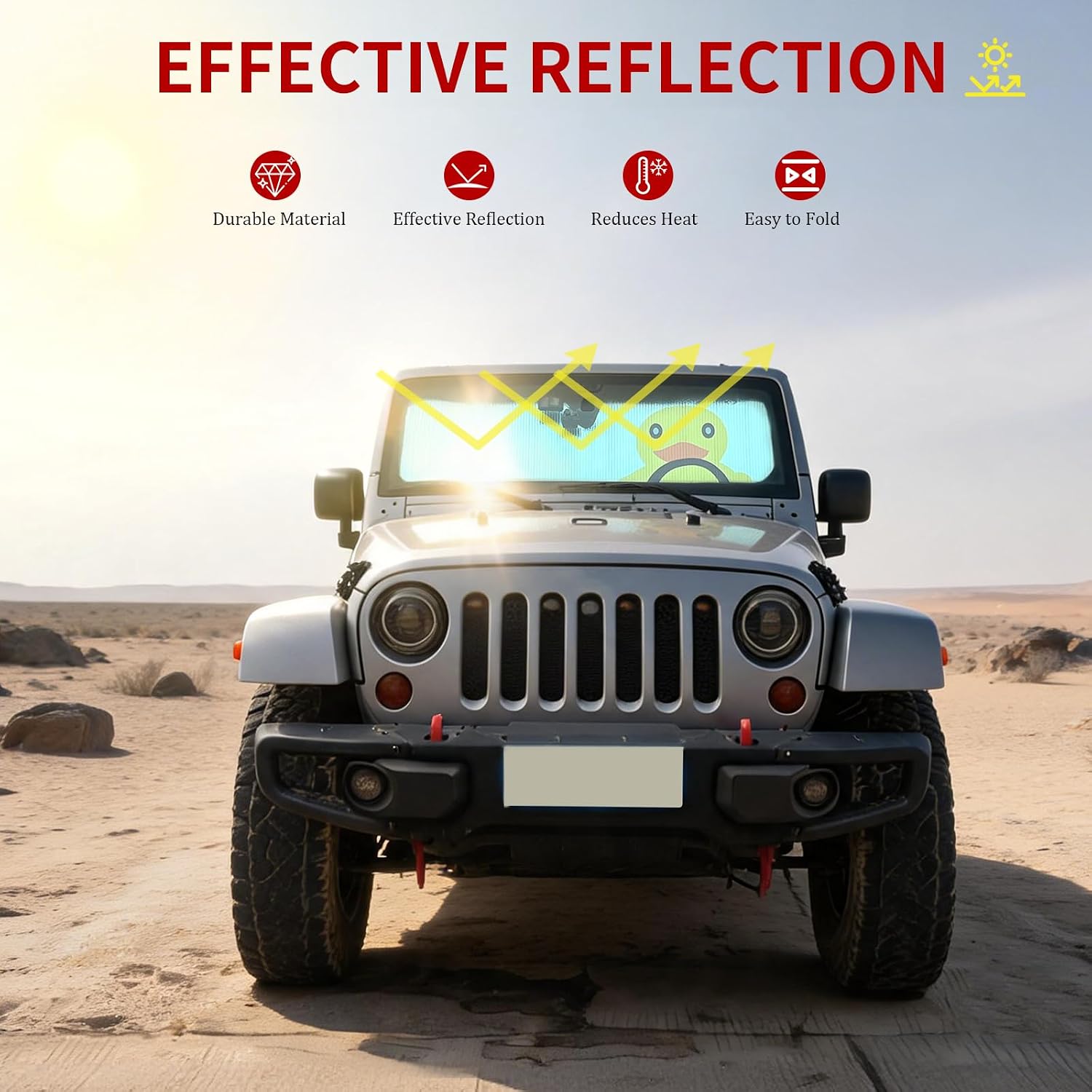 Windshield Sun Shade for Jeep Wrangler TJ JK JL Gladiator JT, Block UV Rays