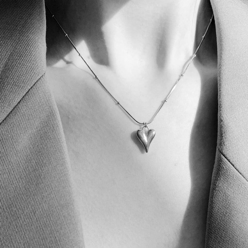 Jude Jewelers Stainless Steel Heart Shaped Charm Beaded Chain Collar Statement Party Wedding Necklace - Image 2