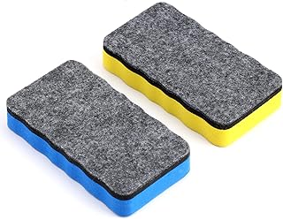 2PCS White Board Eraser,Magnetic Whiteboard Chalkboard Cleaner Rubber Colorful Dry Wipe Eraser with Thick Felt Pad for Classroom Home Office