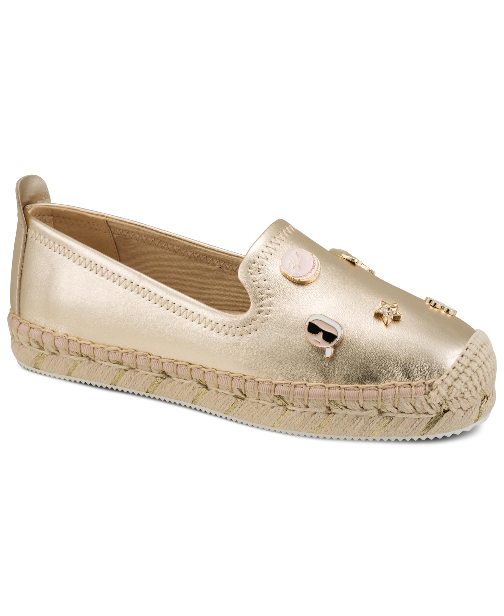 Karl Lagerfeld Women's Michaela Slip on Espadrille Sandal with Pins