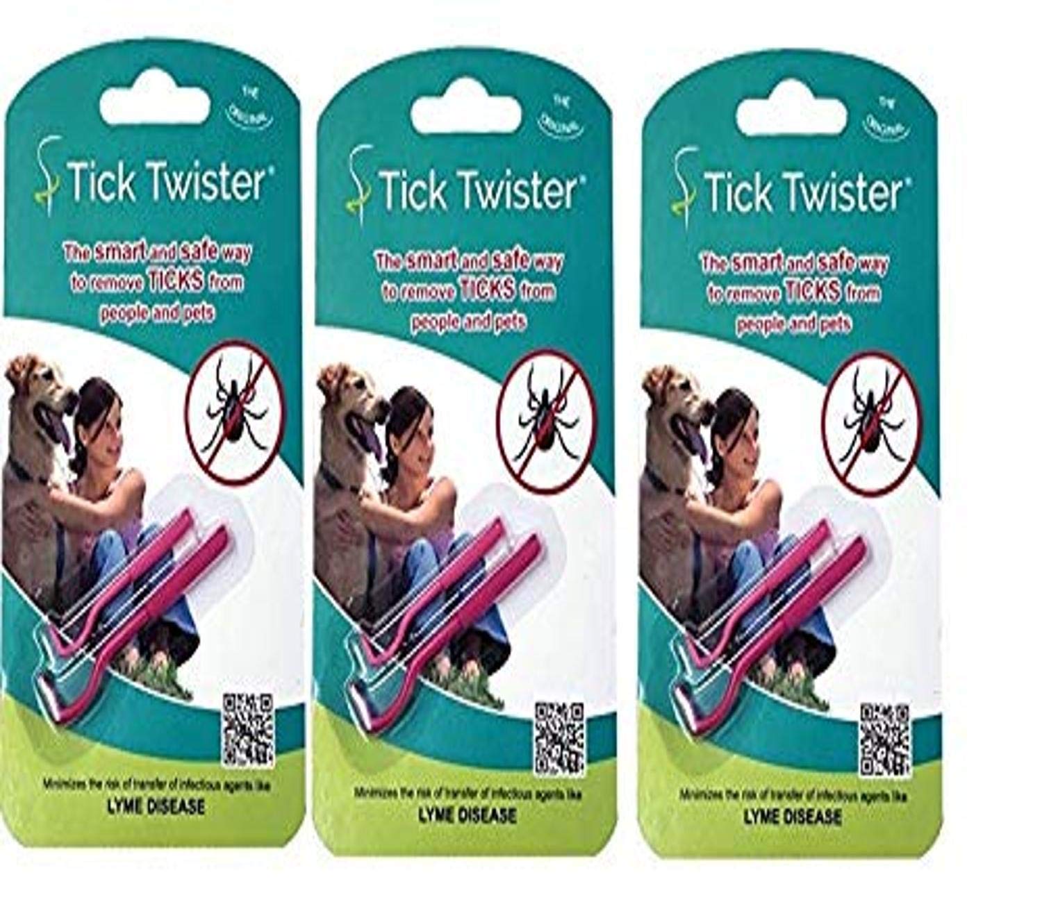 Tick Twister 00100-P Triple, Pink, Three Sets Tick Remover Small and Large