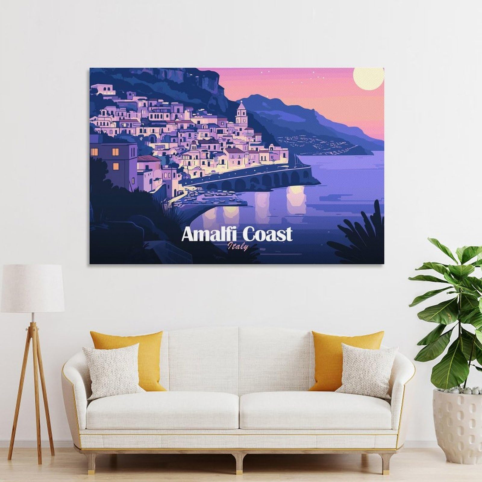 Junmoney Unframe-Style-20-1 Amalfi Coast Italy Travel (2) Canvas Wall Picture, 16X24inch(40X60cm), For Living Room, Bedroom Or Apartment Walls, Decorative Artwork For Empty Walls
