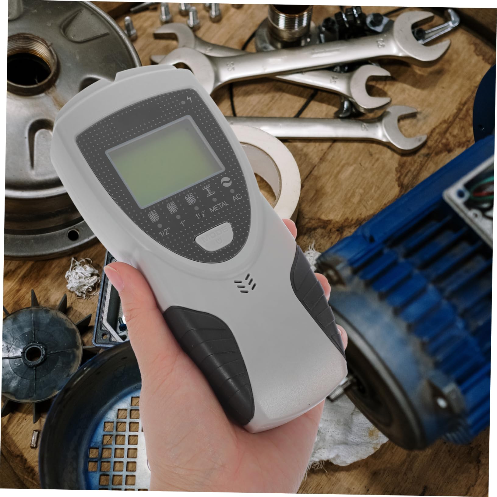 4-in-1 Wanddetektor mit Lcd Display Ortungsgerät für Stromleitungen und Metall Kompakt Rutschfest für Heimwerker | Kompaktes Handgerät aus Abs und Elektronik, 1 Satz, Betrieb mit 9v Trockenbatterie ohne Inhalt