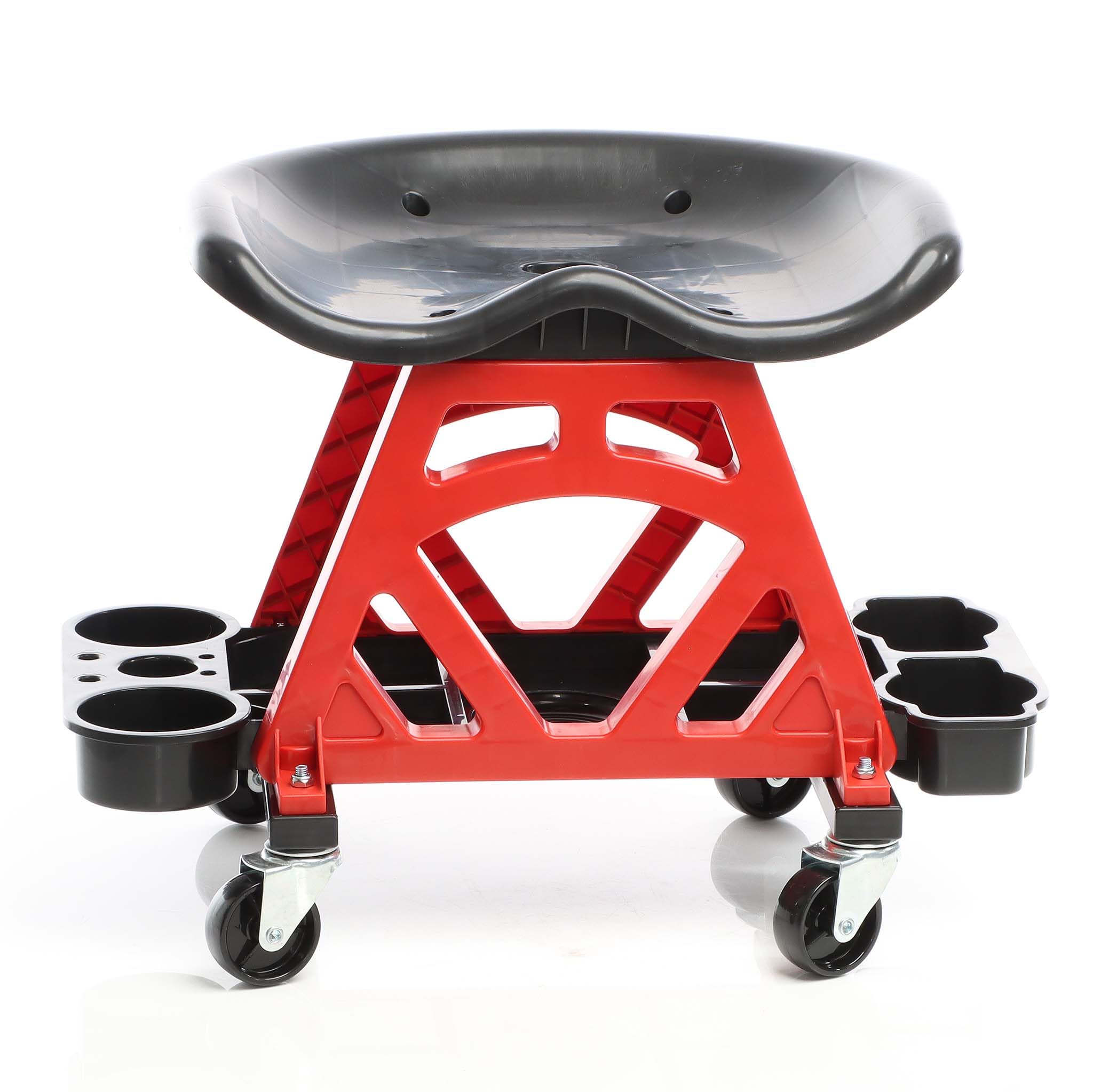 XPOtool Carro de taller con asiento con ruedas hasta 150 kg, asiento de taller giratorio 360°, con bandeja para herramientas