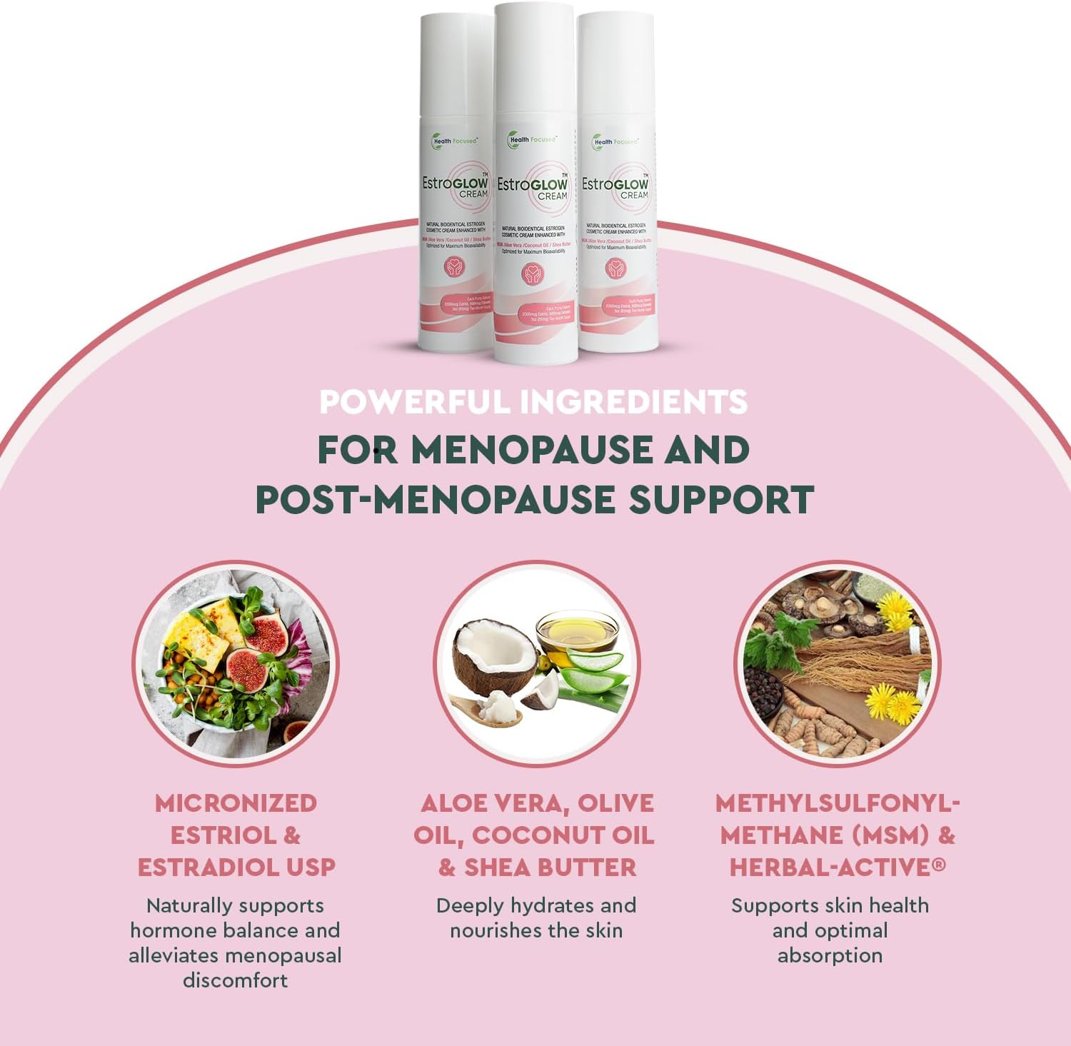 JJ Smith EstroGlow Bioidentical Estrogen Cream for Women – Menopause & Post-Menopause Symptom Relief, Hot Flashes, Night Sweats, Vaginal Dryness, Mood Stability, Skin Hydration & Hormone Balance (3oz) - Image 2