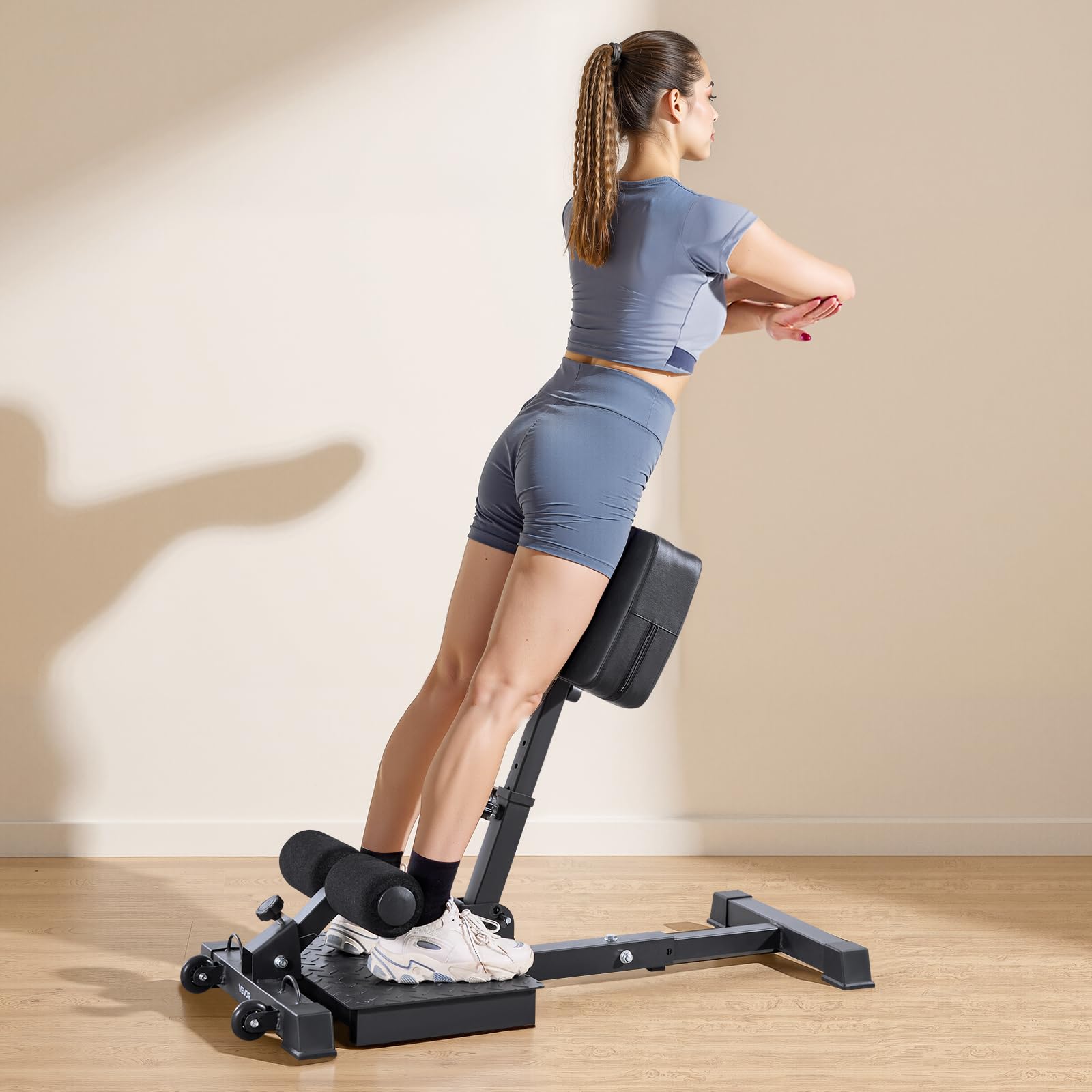 VEVOR Sissy Squat Maschine, multifunktionales Deep Sissy Squat Bench für Beinmuskeltraining, Faltbarer Kniebeugentrainer für Rumpf Taille Gesäß, Beintrainingsgerät für Heim-Fitnessstudio