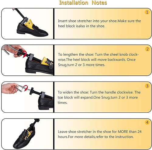 Vista 5 de Msentuo Estirador de zapatos, longitud y ancho ajustables para hombres y mujeres, ampliador de zapatos ajustable de 4 vías