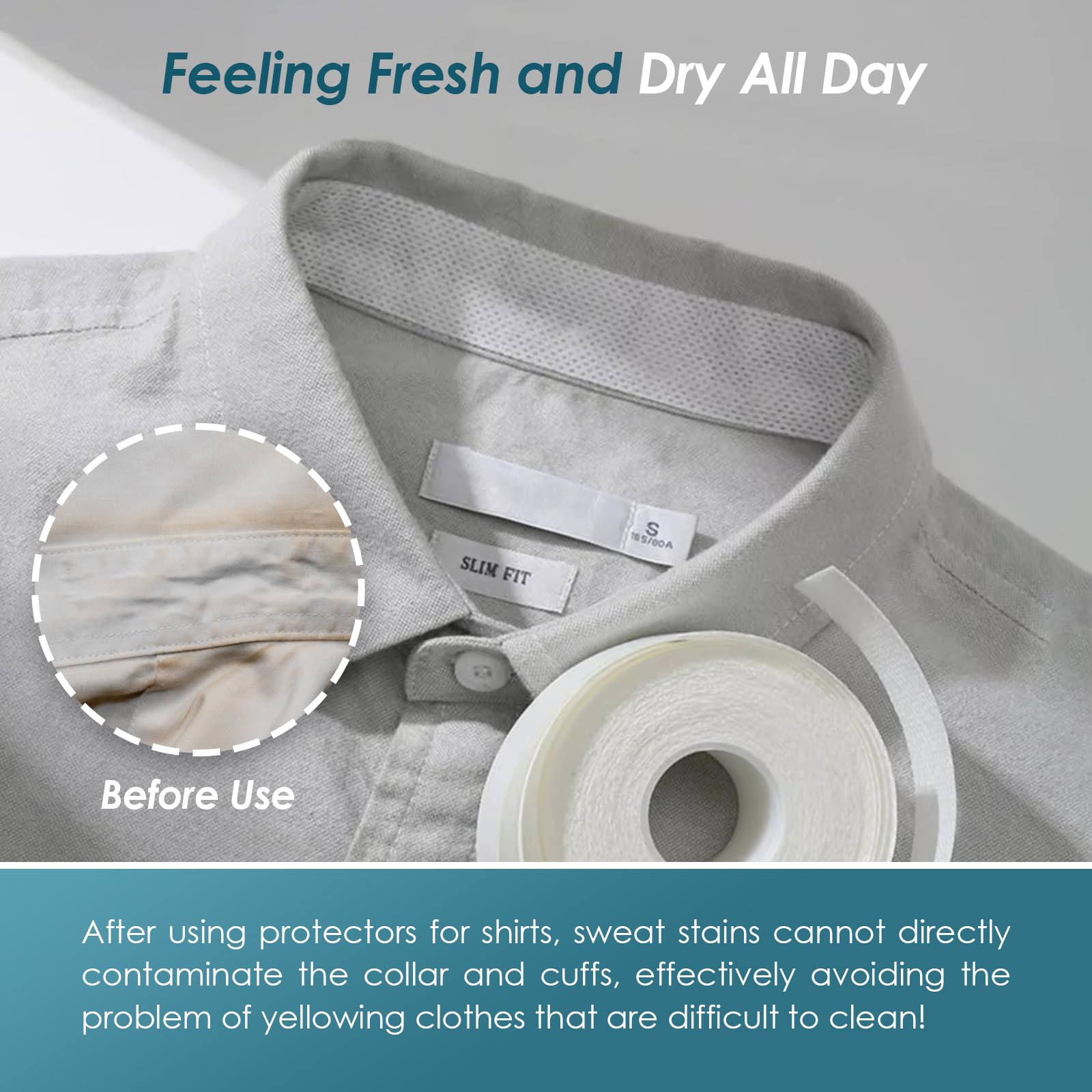dress shirt collar tape Amazon.com : Collar Protec4 Rolls Stain Resistant and Wicking Clothing Tapes,  Self-adhesive Sweat Pad Collar Stays for Men's Dress Shirts, Fabric Tape  for Cuffs, Heels, Hat Liners Sweat Protectiontors : Beauty &