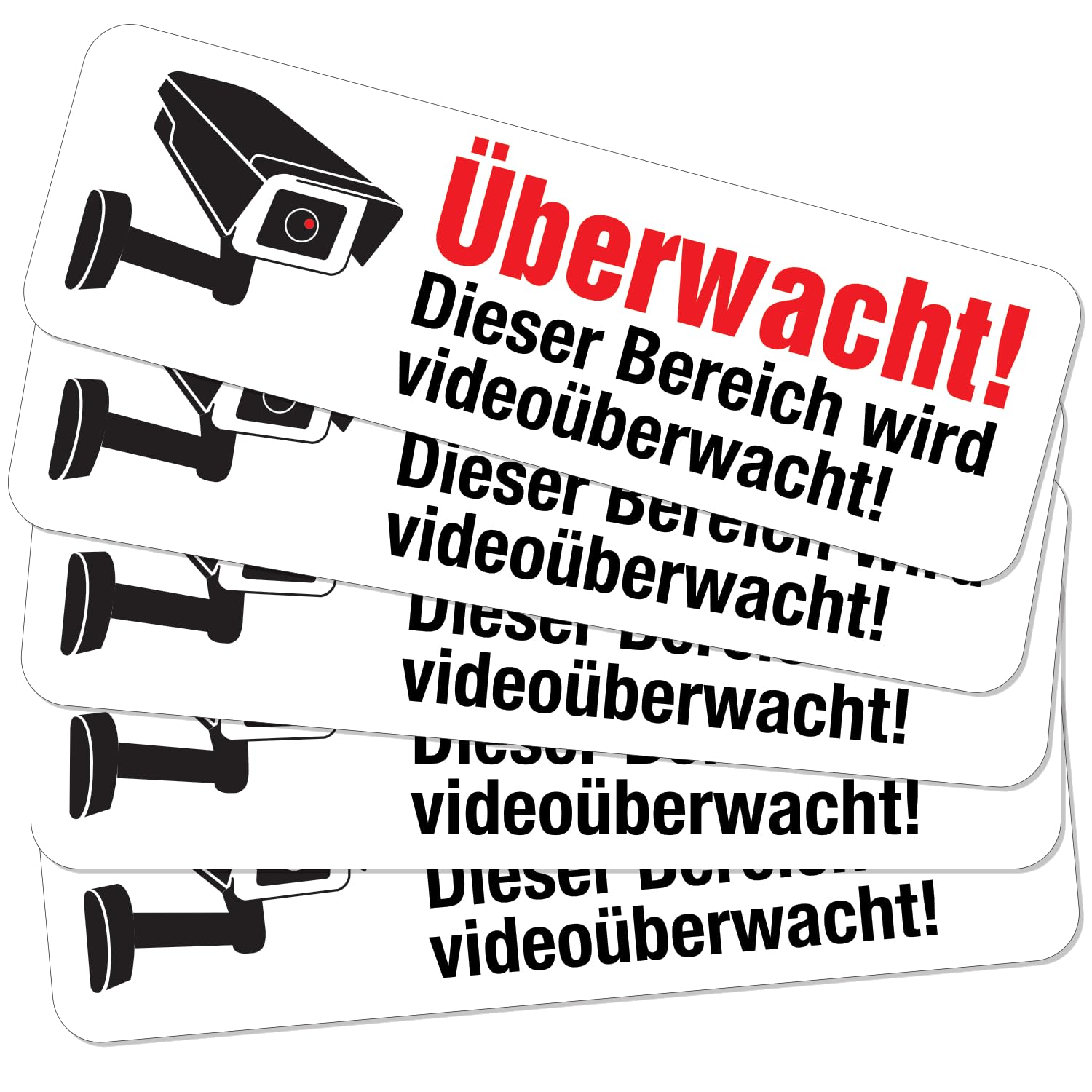 immi Videoüberwacht Aufkleber (6,7 x 2,1 cm, 5 Stück)