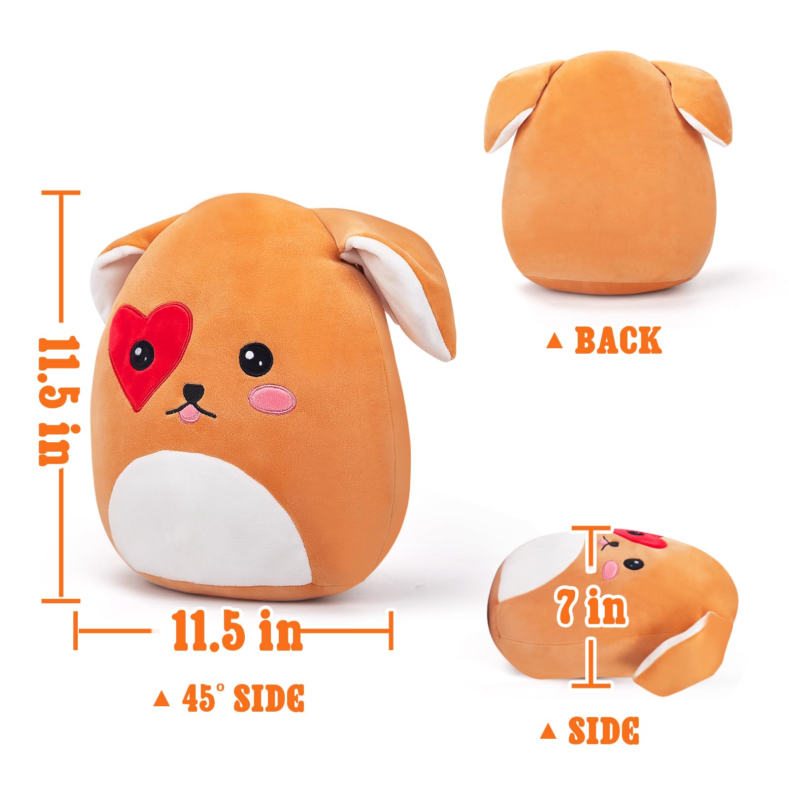 CozyWorld Puppy Plush Stuffed Animals Plushie Squishy Original Heart Love You Dog Pillow Soft Cuddly Gifts for Boys Girls 11.5 Inch: Dog