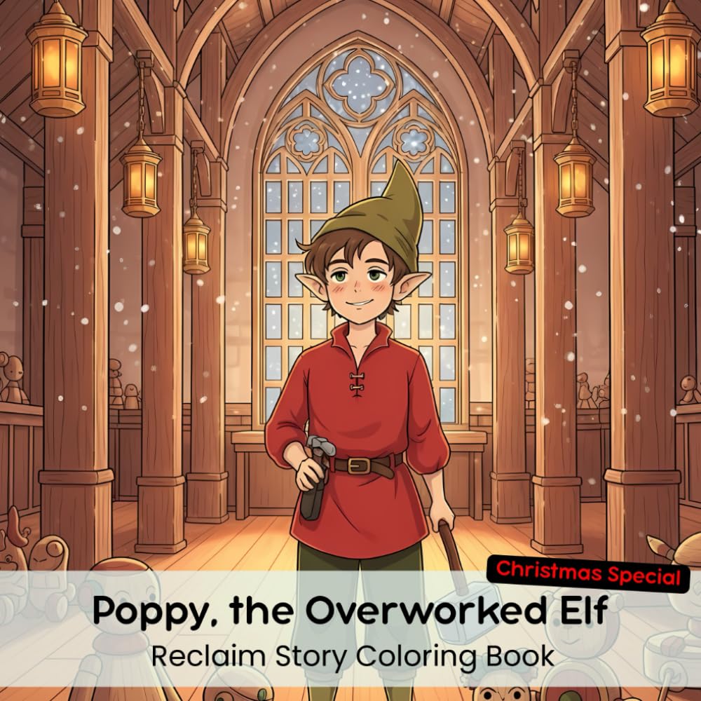 Poppy, the Overworked Elf: Reclaim Story Coloring Book (8.5 x 8.5”)