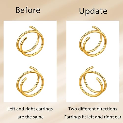 Miniatura 3 de 2 Pairs Double Hoop Earrings, Gold Cartilage Earrings for Women, Small Silver Helix Piercing Jewelry,Spiral Nose Ring Tiny Twist Earrings as Gift