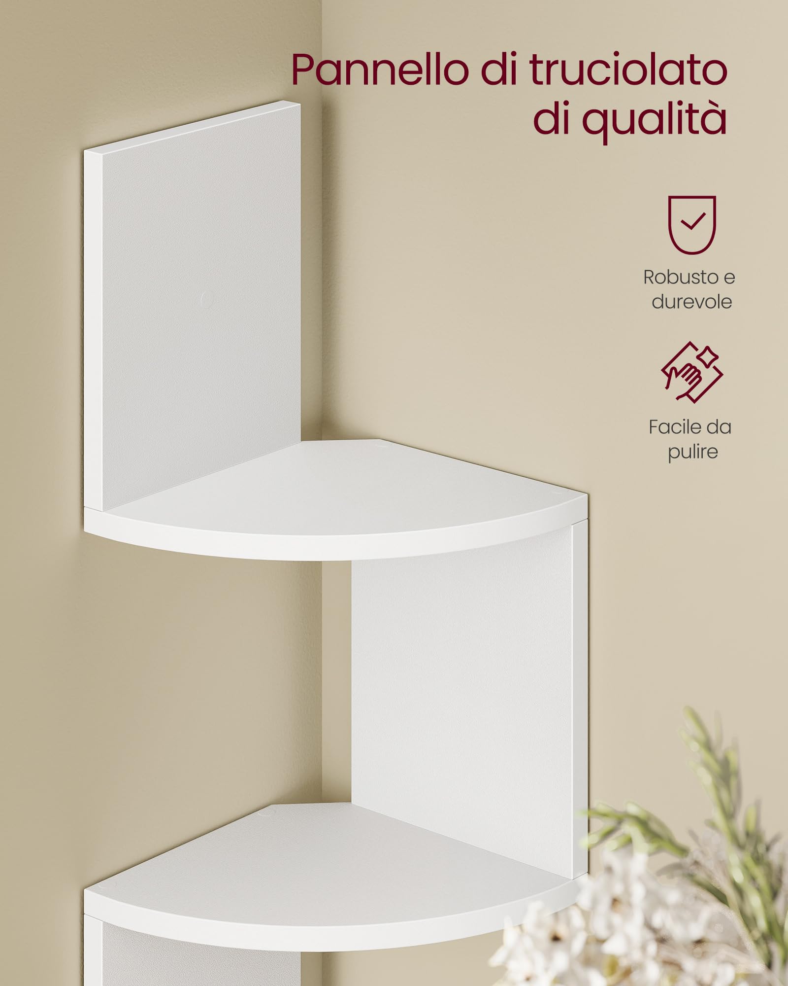 VASAGLE CUSTOS Collezione - Mensola Angolare da Parete con Luci LED RGB, Libreria a 5 Ripiani, per Piante, Camera da Letto, Soggiorno, Bagno, Ufficio, Pulsante e Telecomando, Bianco Nuvola LBC630W01