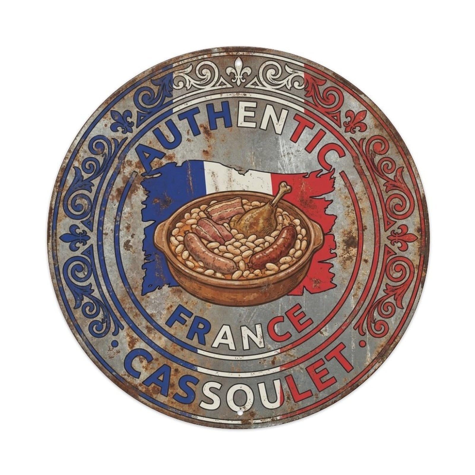 Olhnbad Style France Cassoulet Travel Bean Stew Cuisine Metal Tin Sign