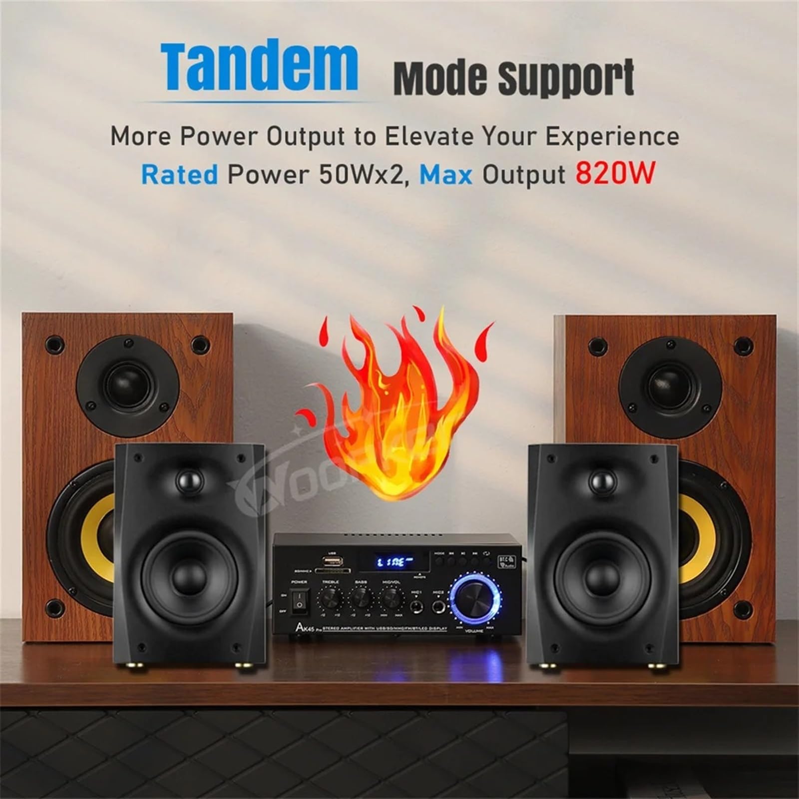 Wzmacniacz, Woopker wzmacniacz audio HiFi AK45 Pro cyfrowe wzmacniacze MP3 maksymalna moc wyjściowa 820W głośnik basowy FM obsługuje wejście 90-240V