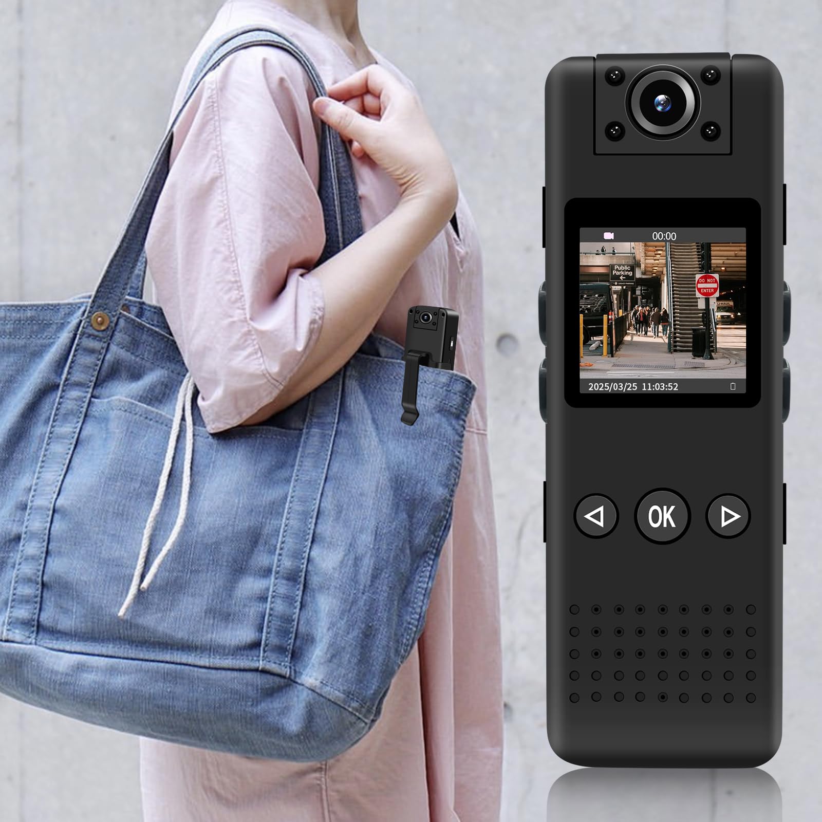 Amazon.co.jp: 【液晶画面搭載の小型ビデオカメラ】クリップ式