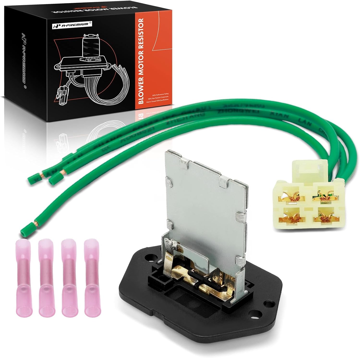 A-Premium Front HVAC Blower Motor Resistor Compatible with Hyundai Tucson 2006-2009 & Kia Spectra 2004-2007, Spectra5 2005-2007, Sportage 2008-2010 - with Wire Harness Kit, Replace# 971282D200