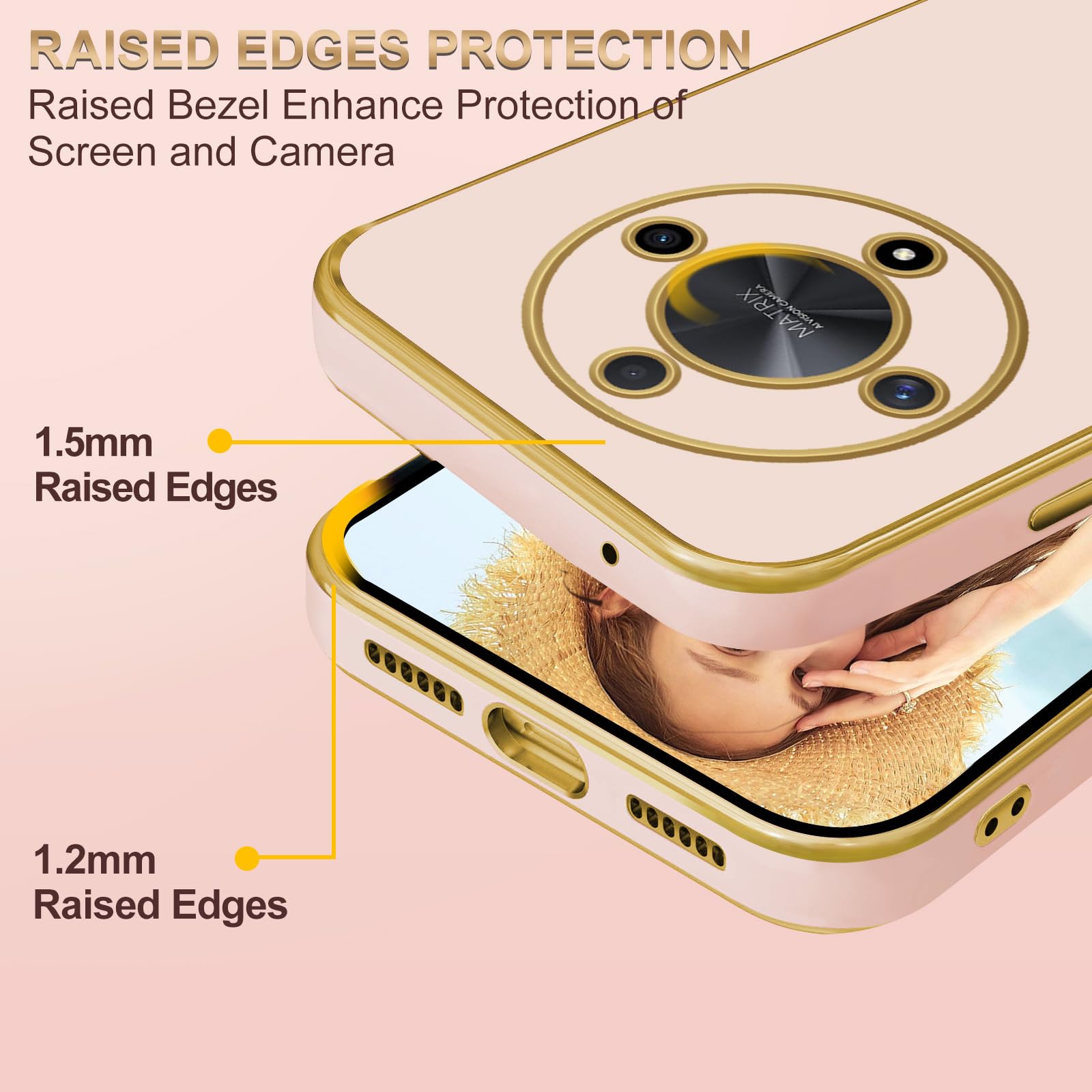Coque Oppo Reno 6 5G (Reno6 5G) étui, Bordure De Placage D'or Souple