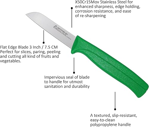 Miniatura 2 de MATTSTONE HILL Cuchillo pelador de borde plano de 3 pulgadas, para cortar, pelar y pelar frutas y verduras, hoja de acero inoxidable de alta
