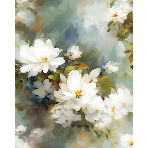 White Floral Peel and Stick Wallpaper Boho Leaf Contact Paper Watercolor Flower Removable Self Adhesive Waterproof Wall Paper for Cabinet Drawers Wall Decor Renter Friendly 17.5''x393''