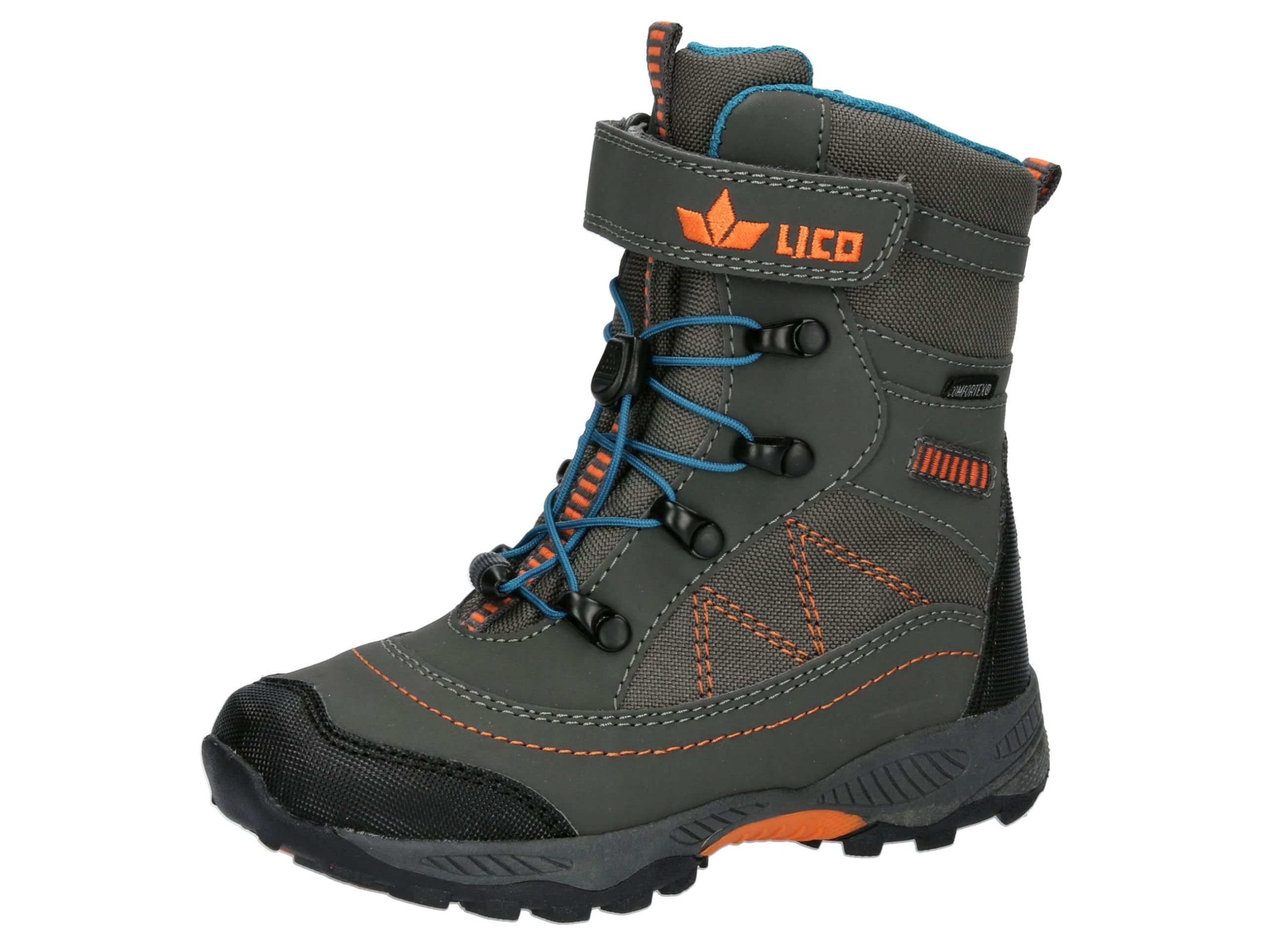 Lico Boys Sundsvall Vs Snow Boots, Grey petrol orange, 8 UK Child