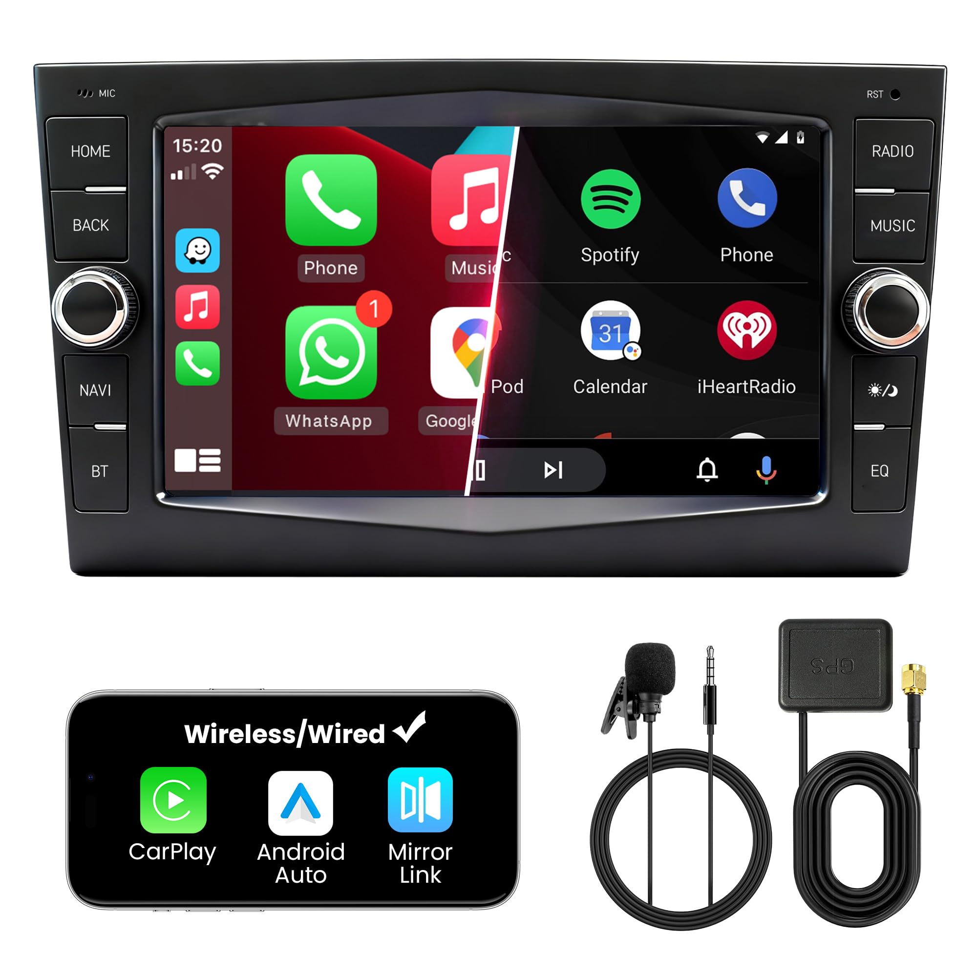 Autoradio Doppio DIN con Schermo per Opel and Vauxhall Astra Corsa Zafira Antara, Wireless CarPlay & Android Auto, Display Touch Auto da 7", 4GB+64GB, Bluetooth WiFi 5 GHz DAB+ FM AUX GPS