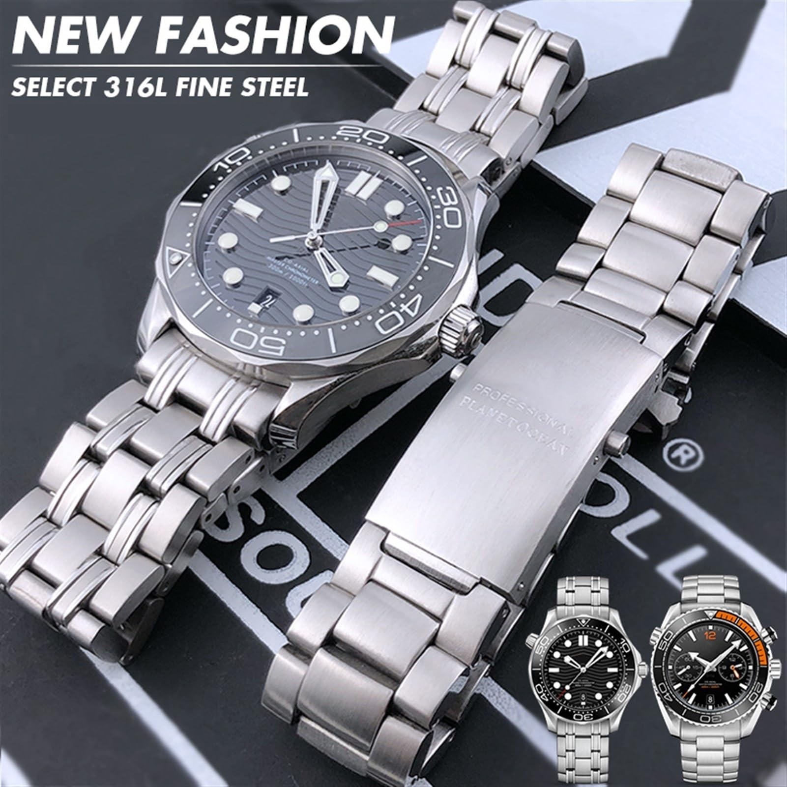 Pasek do zegarka ze stali nierdzewnej 316L dla Omega Speedmaster 007 Seamaster 300 AT150 Planet Ocean Speedmaster pasek do zegarka solidne bransoletki 18 mm 20 mm 22 mm
