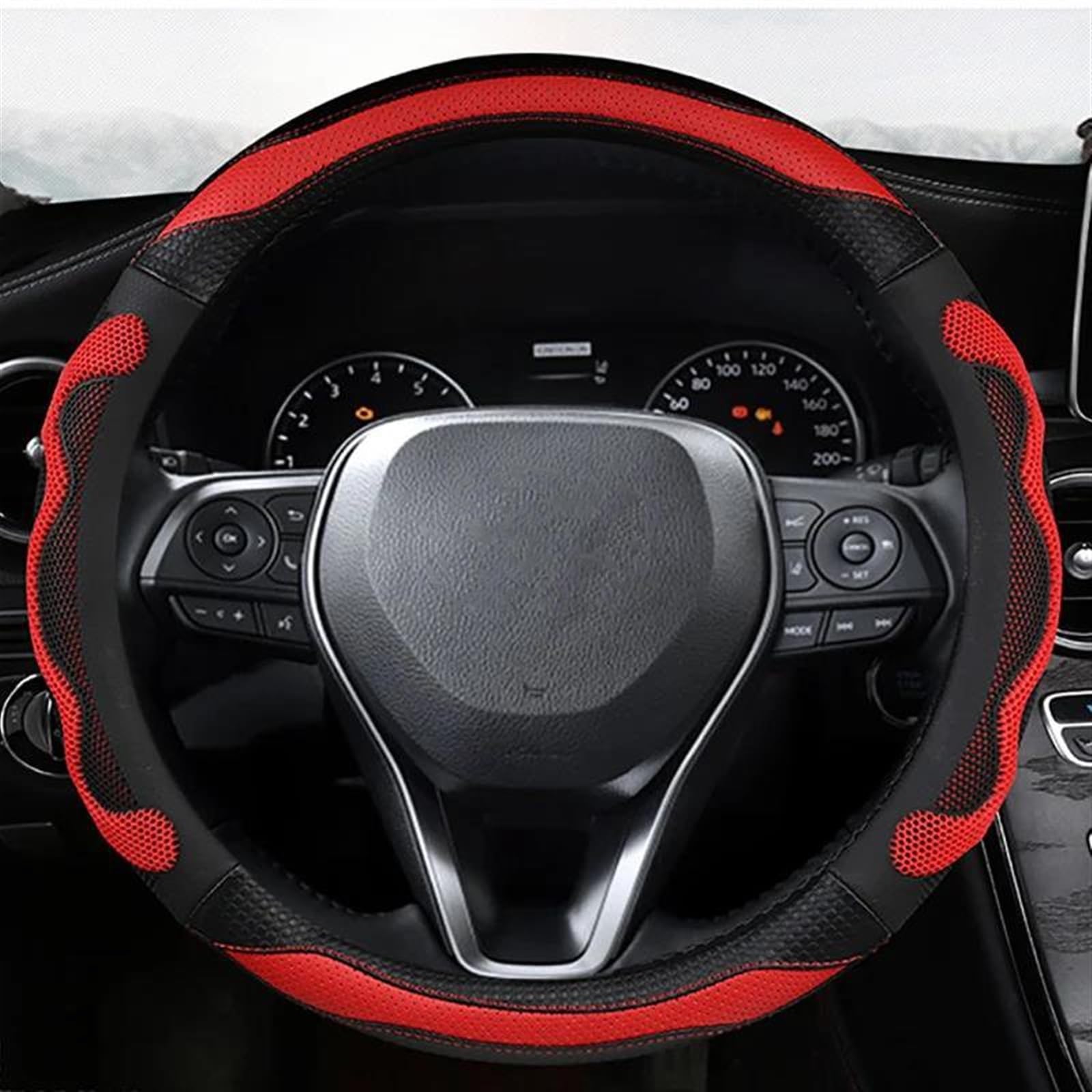 Coprivolante Per Auto 38cm In Pelle Antiscivolo Per Camry Per Corolla Per Harrier(rosso)