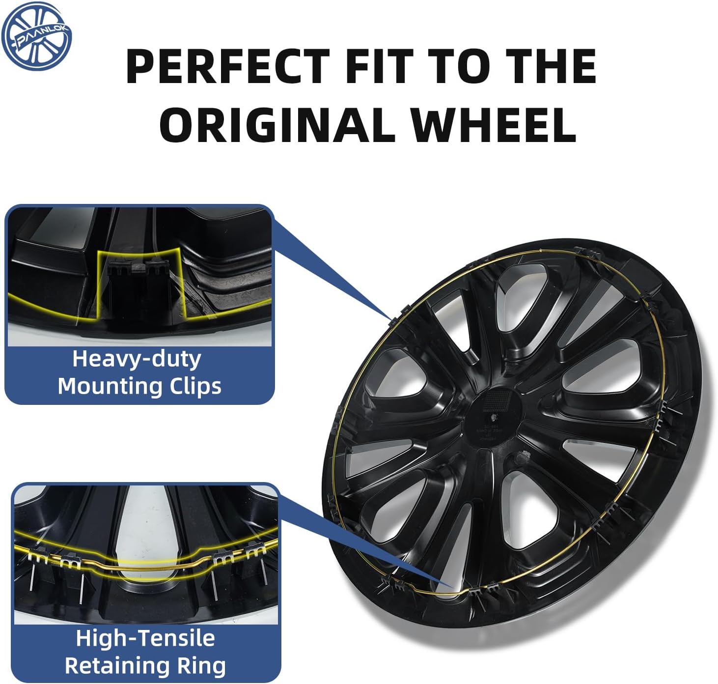 4-Pack Wheel Covers for 2016-2022 Toyota Prius, 2017-2022 Prius Prime, 2020-2024 Corolla Hybrid LE | Fits OEM Wheel #42611-47441, 15 Inch Alloy Wheels Only, Direct Replacement Black Hubcaps