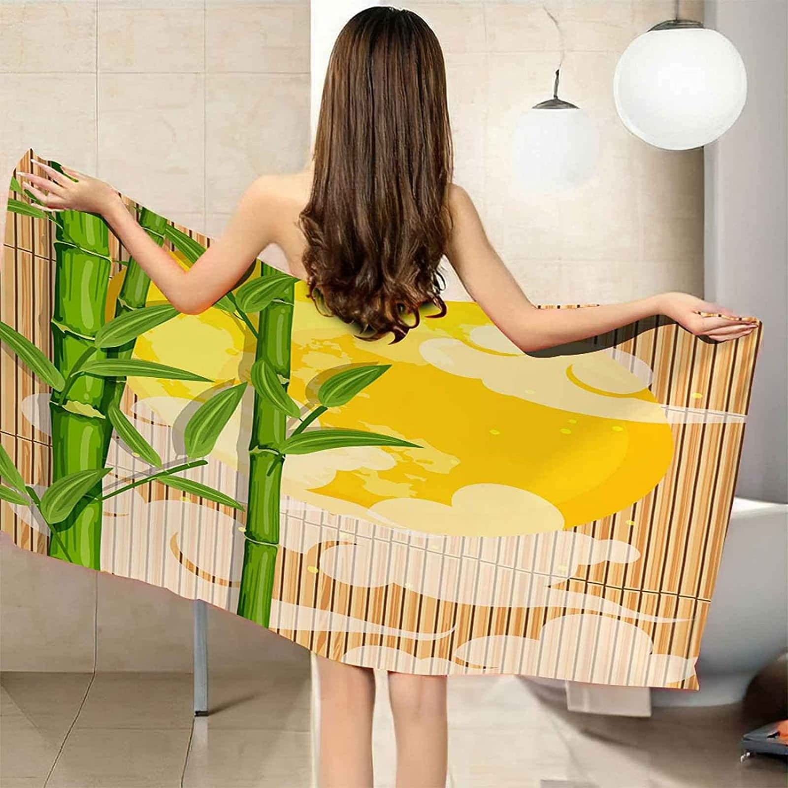 Strandtuch Bambus, Mikrofaser Strandtuch Gelb Handtuch Extra Groß 200x200 cm Badetuch Strandhandtuch Schnell Trocknendes Sandfreies Weiches Saunatuch, reisehandtuch, Badehandtuch