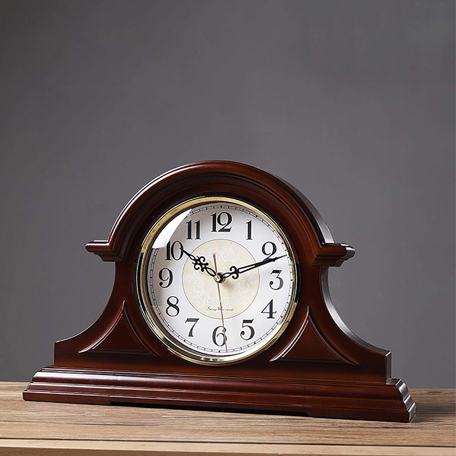 YAYONG Mantel Clock, Wooden Silent Mantle Clock Home Vintage Battery Operated Mantel Clocks Retro Table Clock Shelf Clocks for Living Room Decor