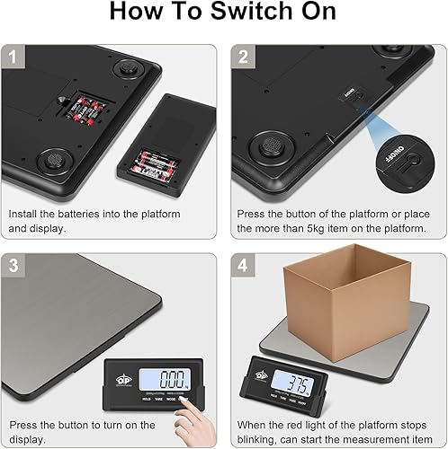 Miniatura 7 de QP Báscula de envío, báscula postal digital de alta precisión de 440 lb0.35 oz, escala de franqueo, pantalla LCD inalámbrica, función de