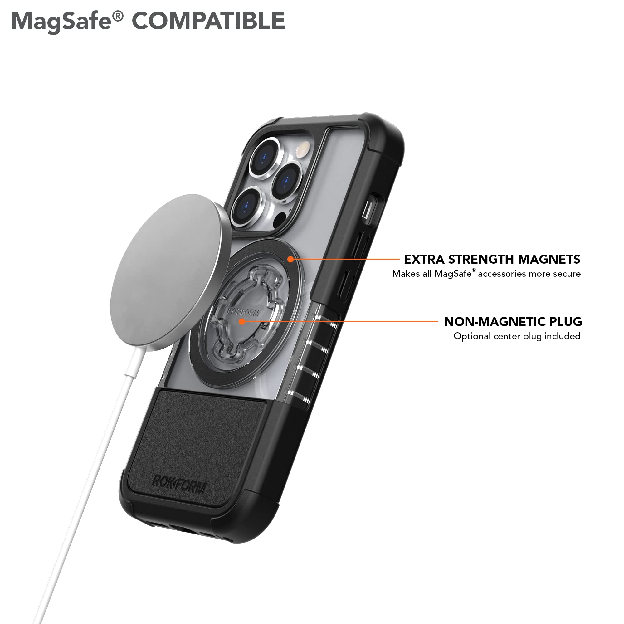 Rokform Schutzhülle für iPhone 14 Pro, Kristall-Serie, doppelt magnetische, transparente Apple-Schutzhülle, iPhone-Cover mit RokLock-Drehverschluss, schlanke, fallgetestete Schutzfülle (Transparent)