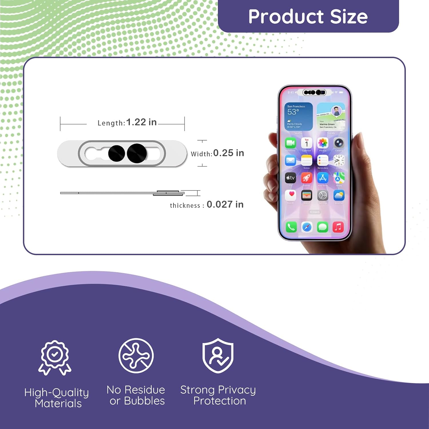 Front Camera Cover Compatible for iPhone 17/16/15/14 Pro & Pro Max,On/Off Face ID Camera Cover,| Camera Blocker for Privacy and Safety | 2Pack Black