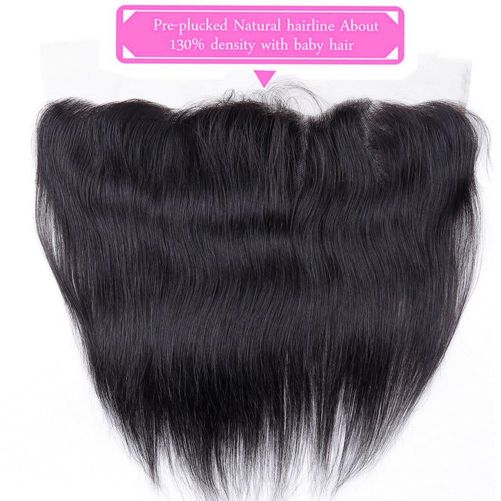 12A Human Hair Bundles with Frontal Closure 10 10 10+10 3 Bundles Human Hair with 13x4 HD Lace Frontal 12A 100% Virgin Brazilian Straight Hair Bundle Extensions Double Weft - Image 3