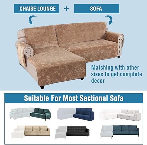 Miniatura 7 de Funda 100% impermeable para sofá, funda de sofá modular derecha, terciopelo de primera calidad, protector de muebles para perros de hasta 72