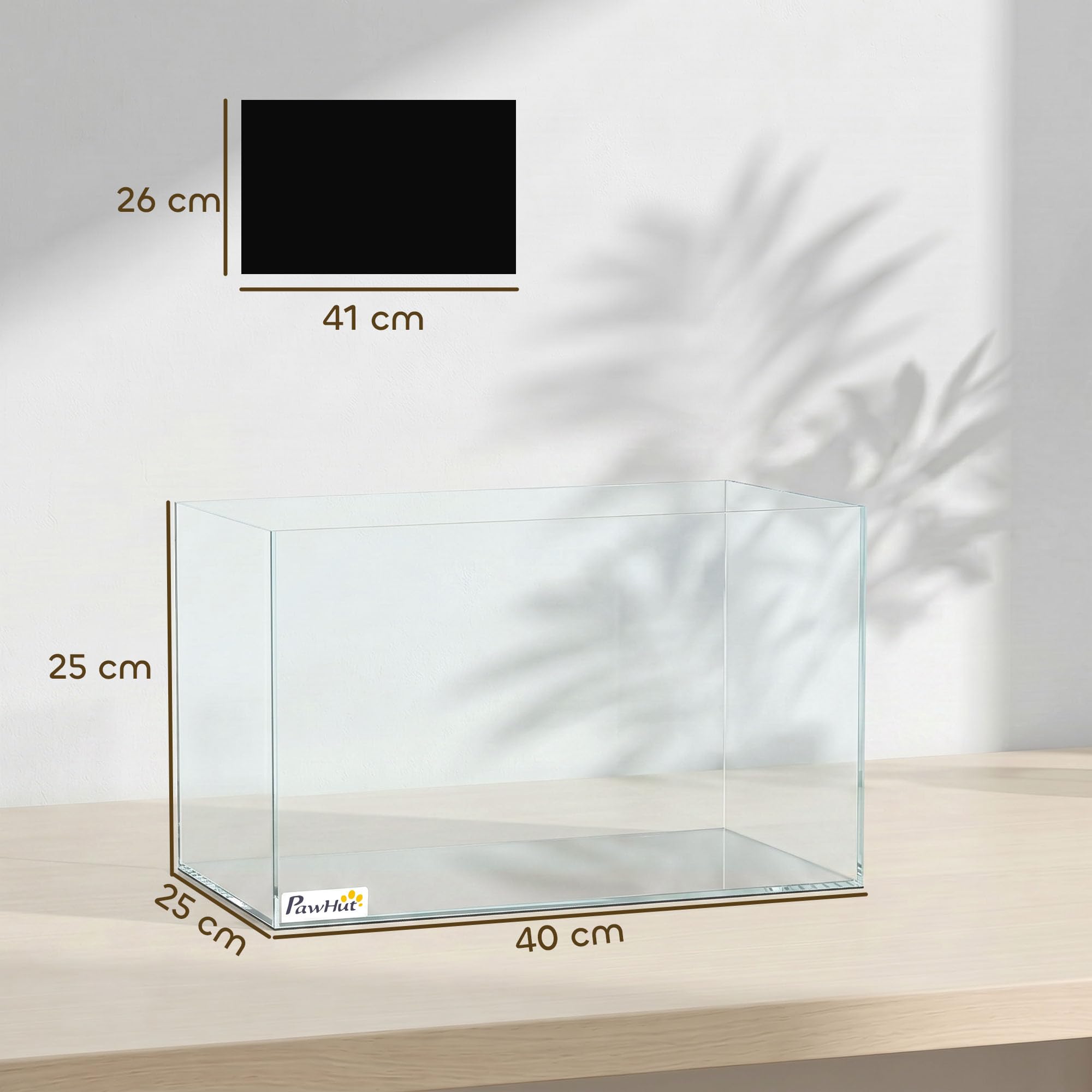 PawHut 24L Fish Tank Glas Aquarium Klein Fisch Tank mit Schutzbodenmatte für Garnelen Schildkröten Transparent 40x25x25cm