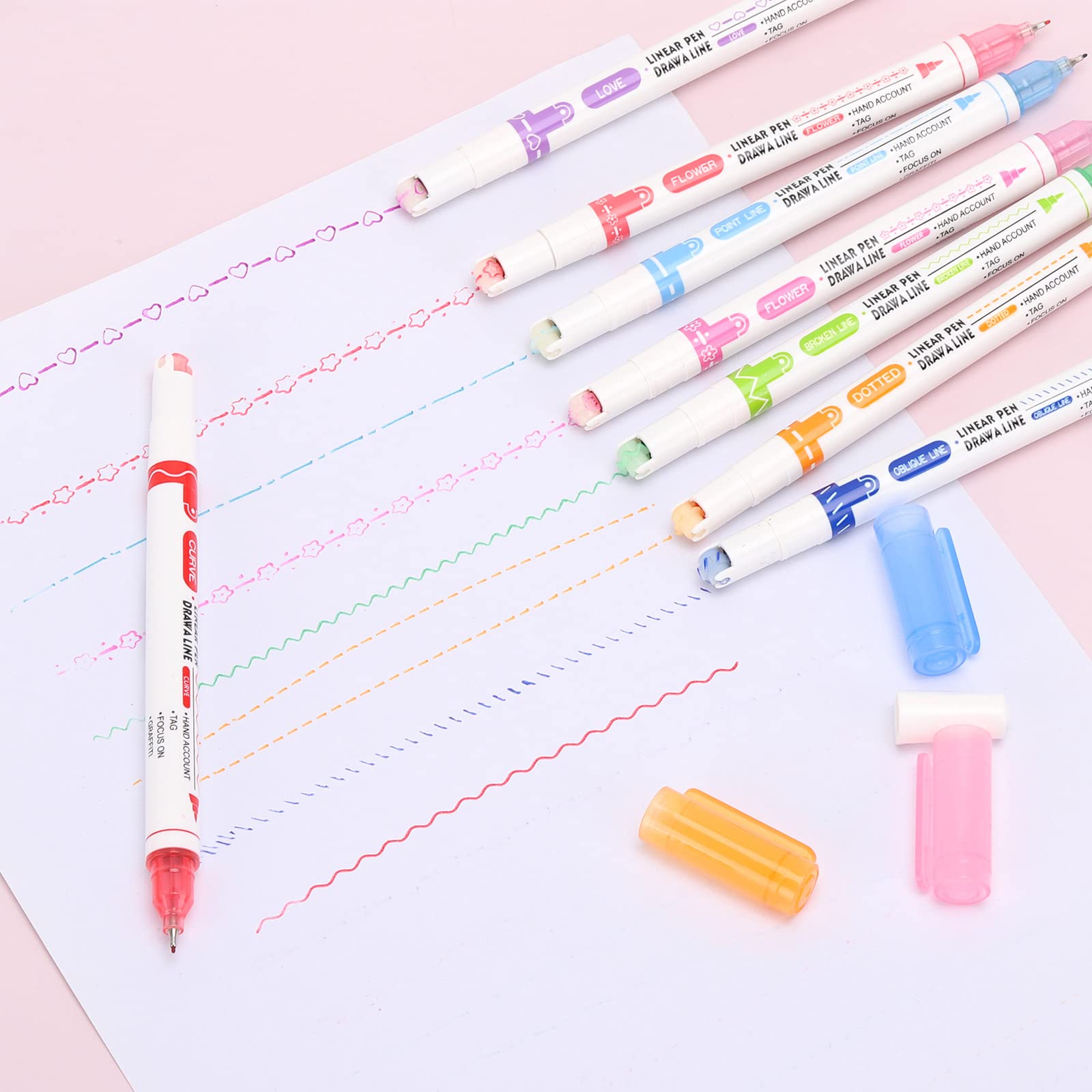 Amazon.co.jp: Tecbeauty カーブ蛍光ペン8点セット デュアルチップ