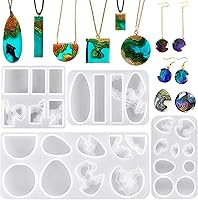 ZQYSING 4-Pack Island Silicone Resin Pendant Molds for Necklace Earring Keychain - Ocean UV Epoxy Jewelry Making Kit