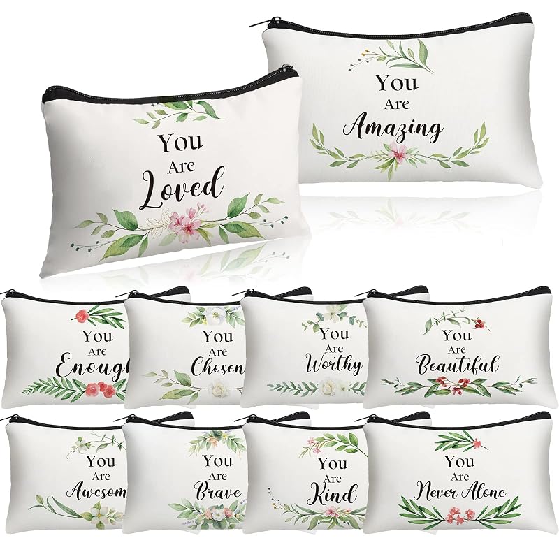 Necessaires de maquiagem Hillban com estampas florais, 23 x 15 cm, Pacote com 10