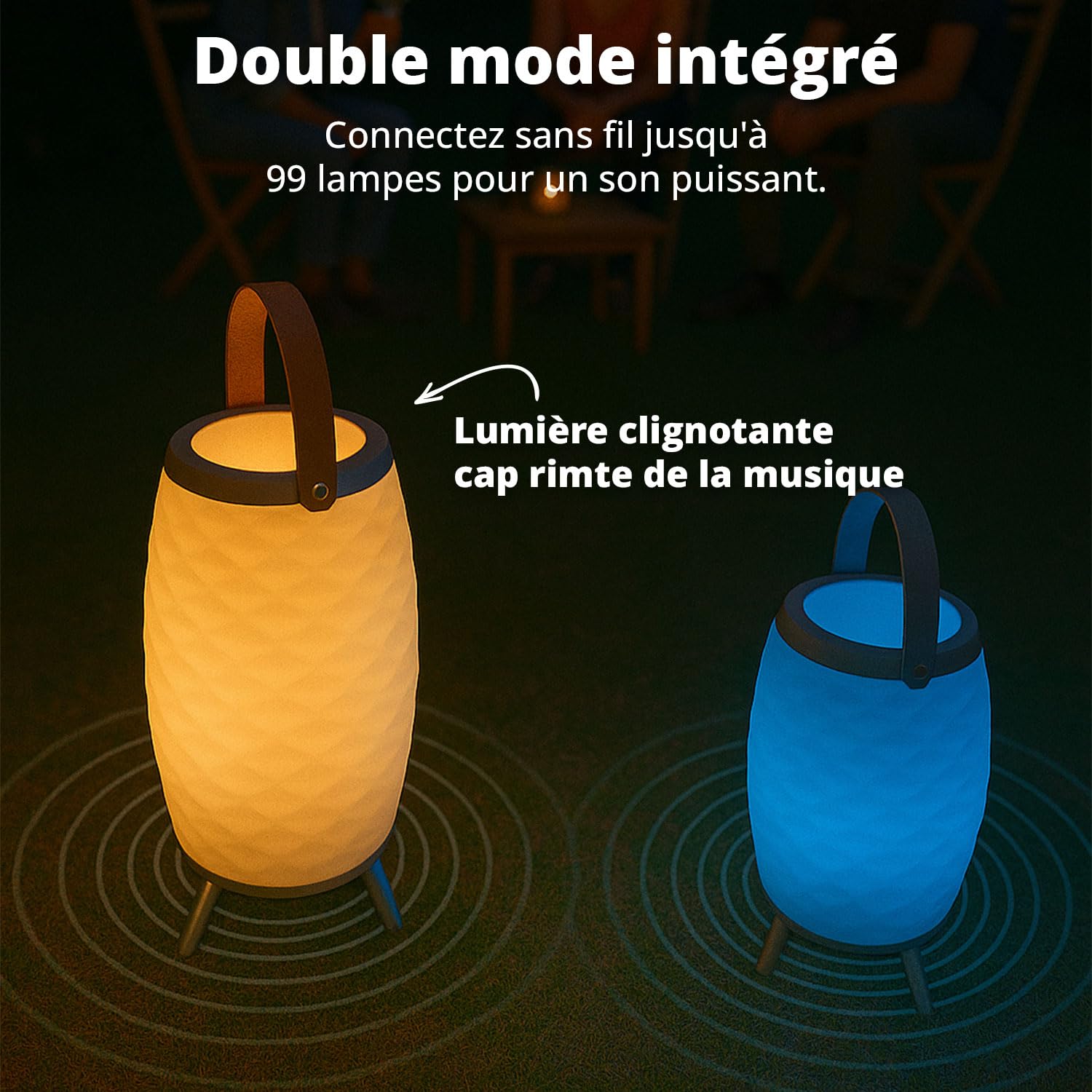 FlinQ Enceinte Bluetooth Bali - Blanc - XL | Enceinte lumineuse avec rafraîchisseur de bouteille | Portable avec lampe | Intérieur et extérieur
