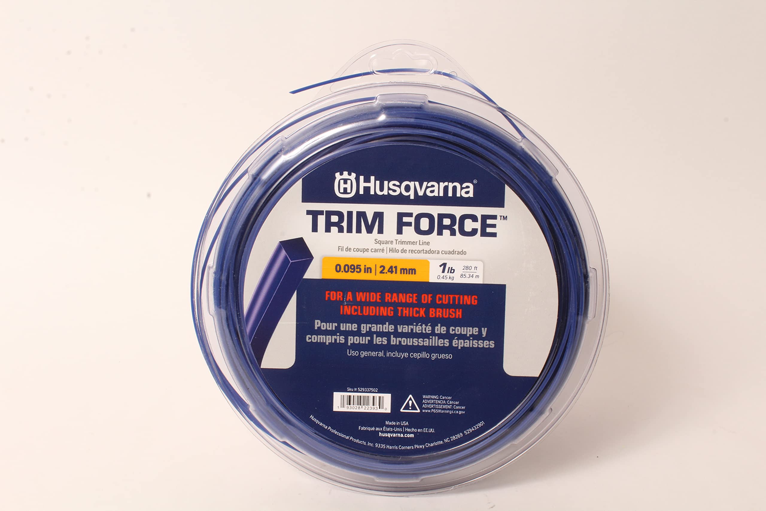 Fil carré Husqvarna Trim Force 529337502 haute résistance de 85m