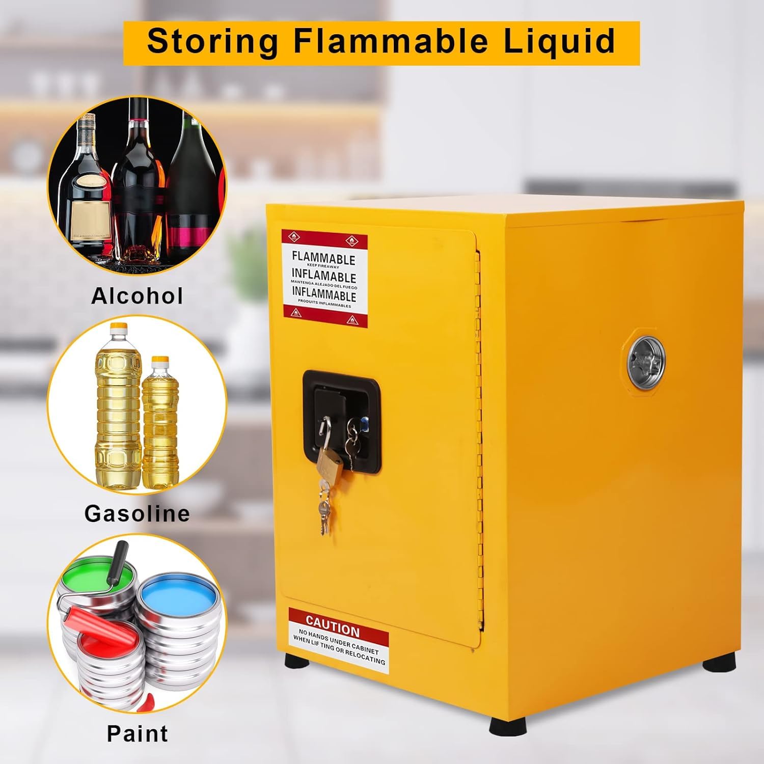 Garvee - Armario de seguridad antifuego, 43 x 43 x 56 cm, 60 L, resistente a los explosiones, con 2 estantes ajustables, con cerradura de llave, impermeable, galvanizado