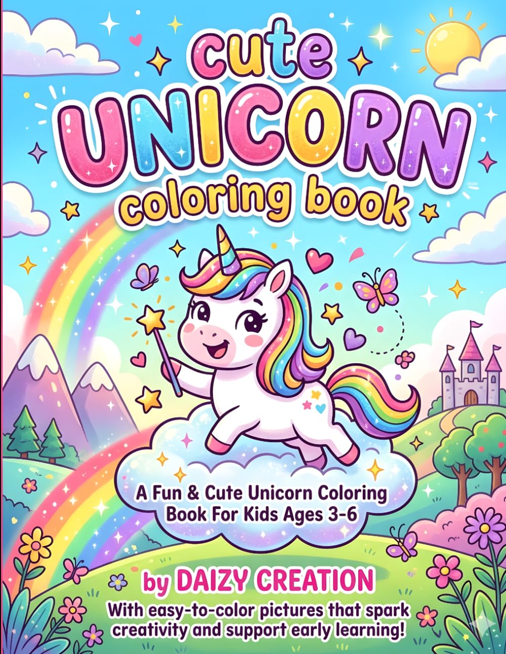 Cute Unicorn Coloring Book for Kids Ages 3-6: Fun and Easy Unicorn Coloring Pages for Toddlers and Preschoolers | Adorable Unicorns, Rainbows, Stars, and Magical Adventures